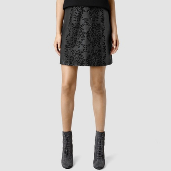 NEW All Saints REAL Leather Black Skirt 4 NWOT - Picture 2 of 8